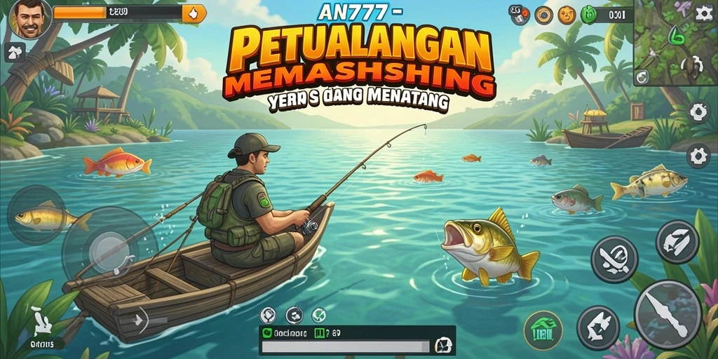 Tampilan gameplay AN777 yang menampilkan aksi memancing yang seru.