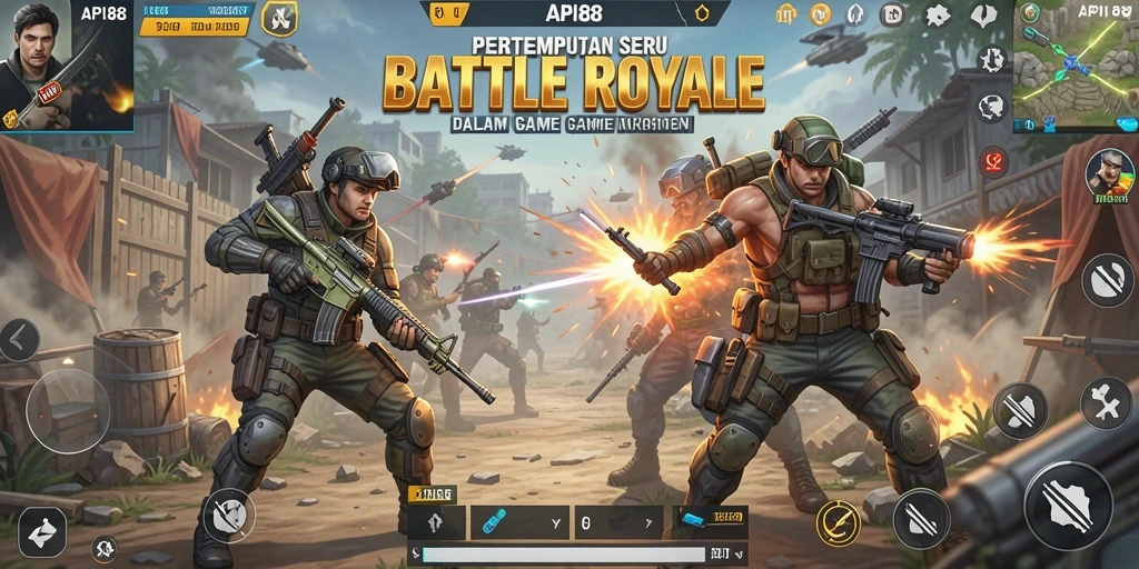 Tampilan aksi mendebarkan dalam gameplay API88 Battle Royale.