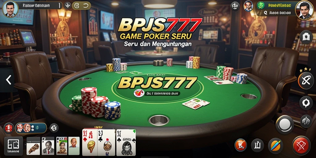 Tampilan gameplay menegangkan dengan pemain berkompetisi di meja poker.