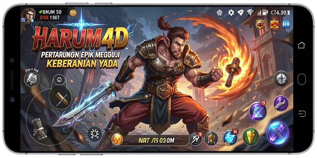 Tampilan epik dan mendebarkan dari arena pertarungan HARUM4D.