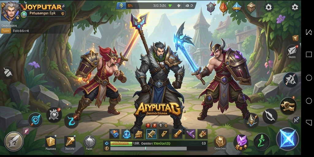 Screenshot gameplay JOYPUTAR menampilkan pertarungan epik yang mendebarkan.