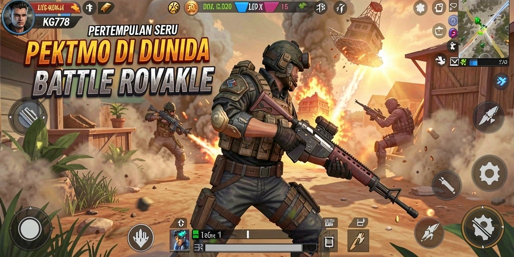Tampilan gameplay seru dalam pertempuran Battle Royale.