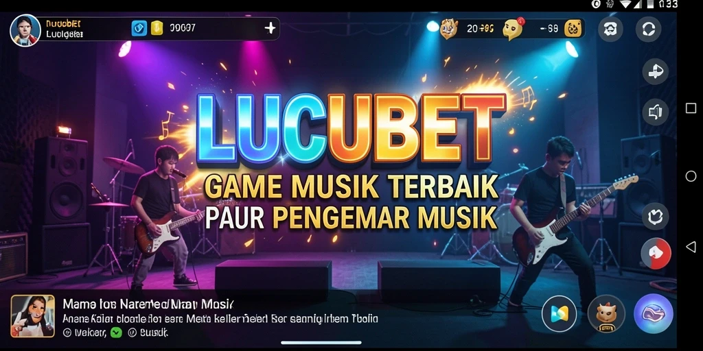 Tampilan gameplay LUCUBET yang menampilkan berbagai genre musik dan interaksi sosial.
