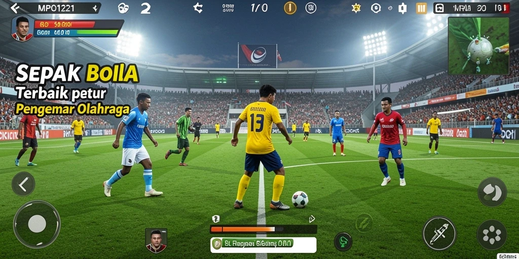 Screenshot utama MPO1221 menampilkan aksi mendebarkan dalam permainan sepak bola.