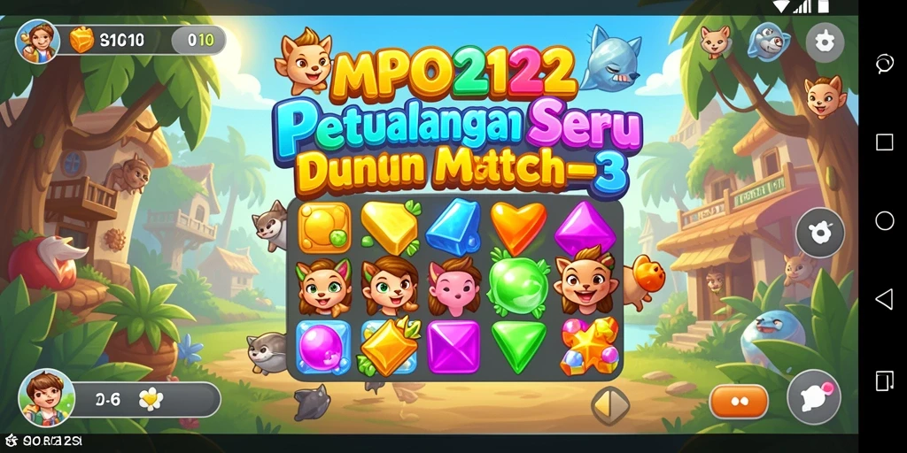 Tampilan screenshot MPO2121 menampilkan gameplay seru dalam permainan Match-3.