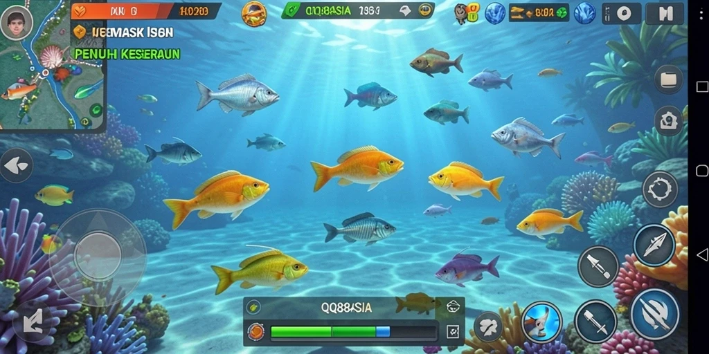Tampilan gameplay QQ88ASIA yang seru saat menembak ikan.