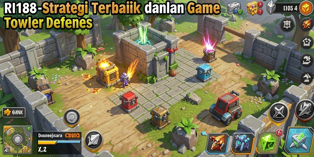 Screenshot gameplay RI188 menunjukkan strategi menawan dalam Tower Defense.