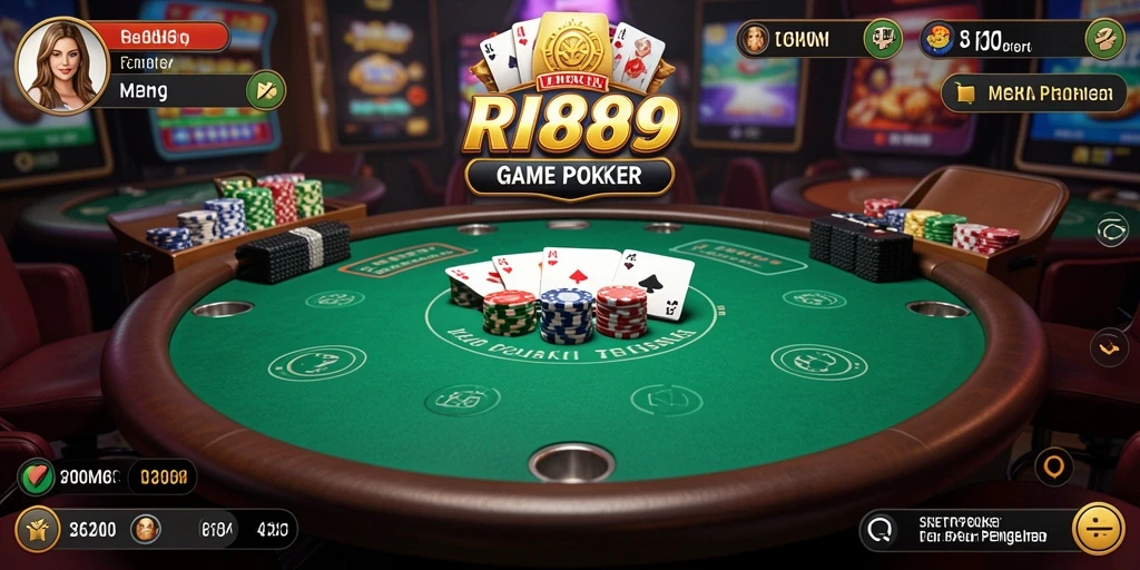 Tampilan gameplay Poker yang mendebarkan di RI889.
