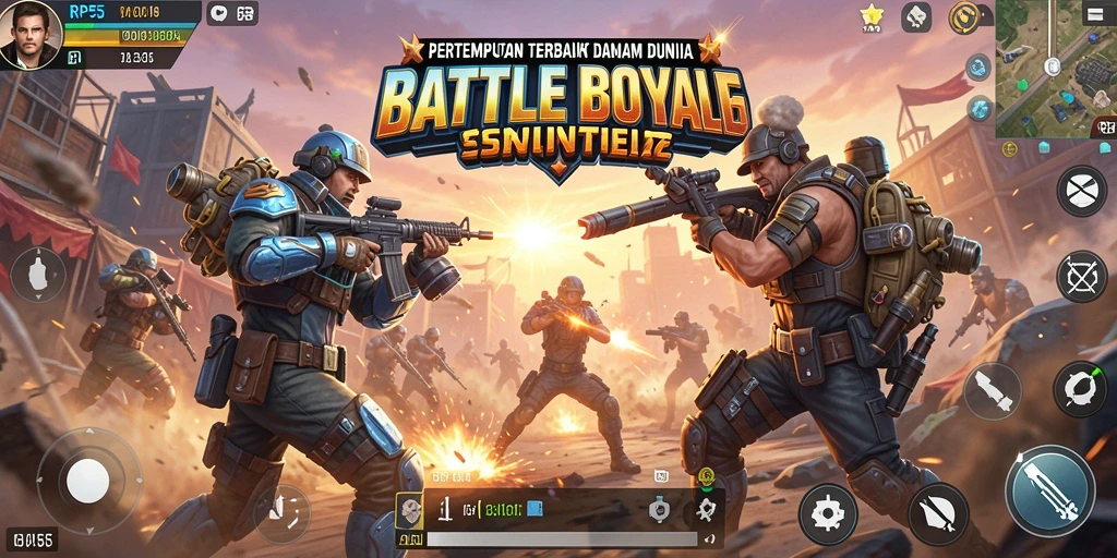Screenshot RP55 menunjukkan pertarungan intens di arena Battle Royale.