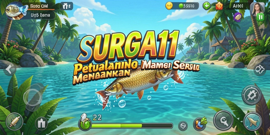 Tampilan gameplay SURGA11 menampilkan aksi memancing yang mendebarkan.