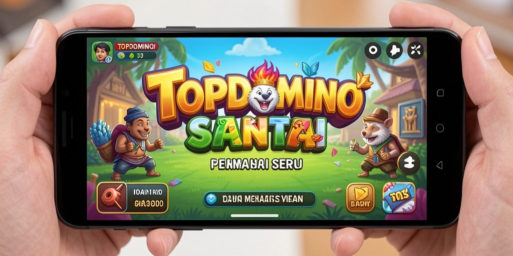 Screenshot utama TOPDOMINO menampilkan gameplay santai yang menarik.